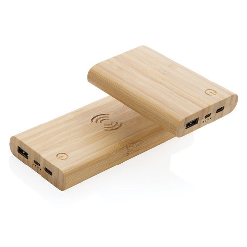 DeBle FSC® Bamboe Draadloze Powerbank 8.000 mAh P322.359 bedrukken met logo