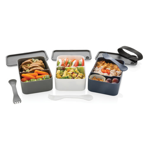 DéBlé GRS RPP lunchdoos met spork P269.05 van gerecycled PP bedrukt met logo