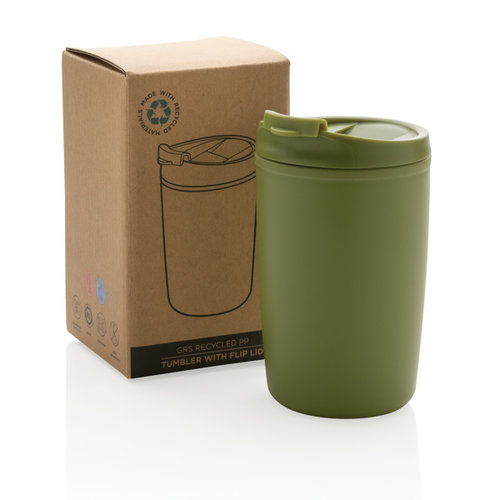 GRS beker van gerecycled PP met klepdeksel P433.087 GRS beker van gerecycled PP met klepdeksel P433.087