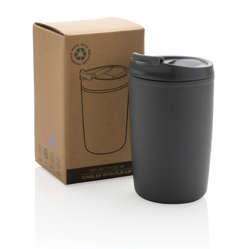 GRS beker van gerecycled PP met klepdeksel P433.087 GRS beker van gerecycled PP met klepdeksel P433.087