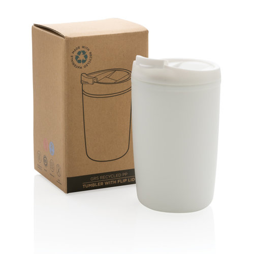 GRS beker van gerecycled PP met klepdeksel P433.087 GRS beker van gerecycled PP met klepdeksel P433.087
