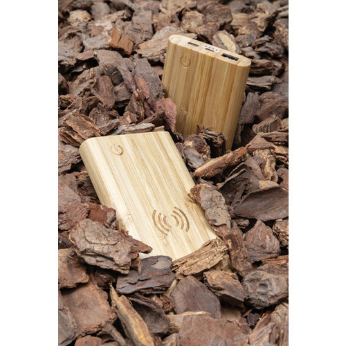 DeBle FSC® Bamboe Draadloze Powerbank 8.000 mAh P322.359 bedrukken met logo