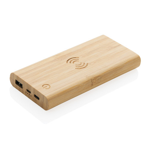 DeBle FSC® Bamboe Draadloze Powerbank 8.000 mAh P322.359 bedrukken met logo