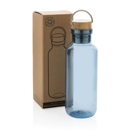 Waterflessen bedrukken GRS RPET fles met FSC bamboe deksel en handvat P433.265