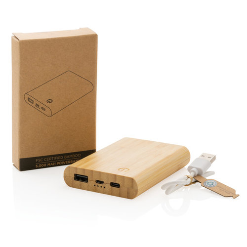 FSC® bamboe 5.000 mAh powerbank P322.259