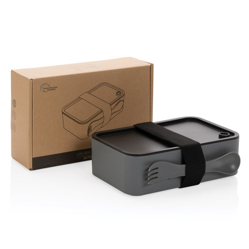 DéBlé GRS RPP lunchdoos met spork P269.05 van gerecycled PP bedrukt met logo