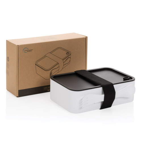DéBlé GRS RPP lunchdoos met spork P269.05 van gerecycled PP bedrukt met logo
