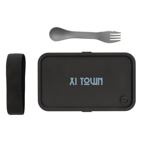 DéBlé GRS RPP lunchdoos met spork P269.05 van gerecycled PP bedrukt met logo