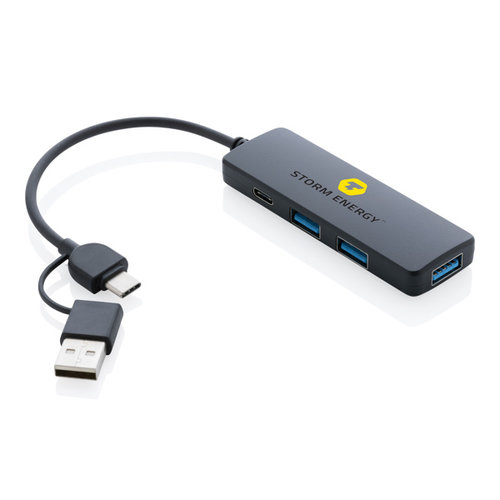 RCS gerecyclede plastic USB-hub met dual input P308.261