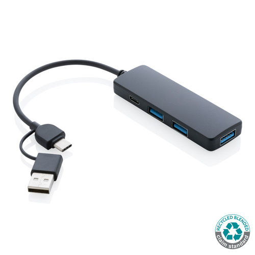 RCS gerecyclede plastic USB-hub met dual input P308.261