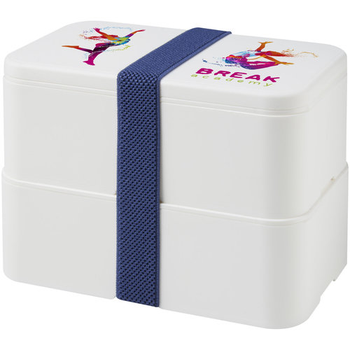 DéBlé MIYO dubbellaagse lunchtrommel 700 ml bedrukt met logo voor een duurzame lunch onderweg