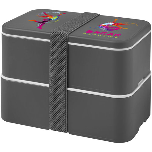 DéBlé MIYO dubbellaagse lunchtrommel 700 ml bedrukt met logo voor een duurzame lunch onderweg
