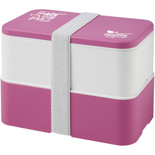 DéBlé MIYO dubbellaagse lunchtrommel 700 ml bedrukt met logo voor een duurzame lunch onderweg