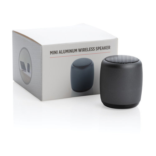 Mini aluminium draadloze speaker P32939 met logo bedrukken DeBle