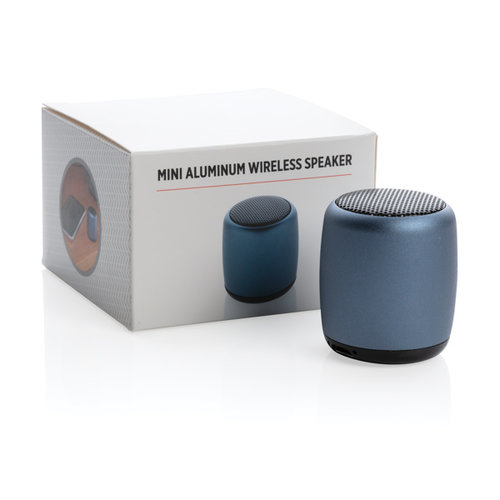 Mini aluminium draadloze speaker P32939 met logo bedrukken DeBle