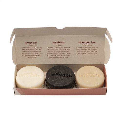 Bad & Wellness geschenken Unwaste Soap Set zeep, scrub en shampoo