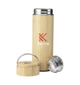 Thermosflessen bedrukken Nikko 330 ml bamboe thermosfles/thermosbeker