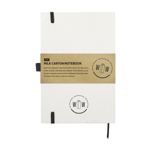 Duurzaam Notitieboekje van Melkpakken A5 153542 met cover van gerecyclede melkpakken, 160 FSC-pagina’s, sluitelastiek en leeslint
