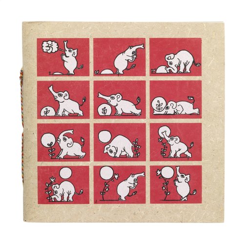 Organisch notitieboekje W19160 van olifantenpoep met 192 blanco pagina’s van gerecycled papier en optionele kraft sleeve