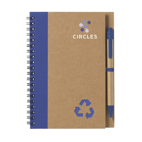 RecycleNote-L notitieboek met balpen 263642 bedrukt met logo
