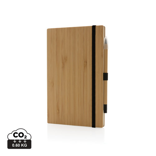 FSC® bamboe notitieboek en infinity potloodset P774.469 met gerecycled papier en luxe geschenkverpakking