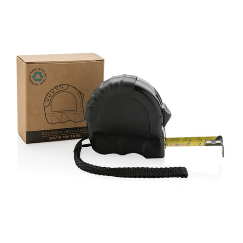 RCS gerecycled plastic rolmaat 5 meter 19 mm bedrukken met logo DeBle