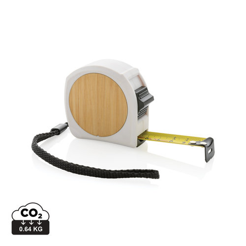 Rolmaat 5 meter bamboe en gerecycled ABS P11219 graveren met logo DeBle