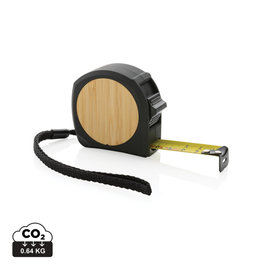 Rolmaat 5 meter bamboe en gerecycled ABS P11219 graveren met logo DeBle