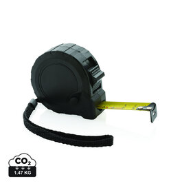 RCS gerecycled plastic rolmaat 5 meter 19 mm met stopknop bedrukken met logo DeBle