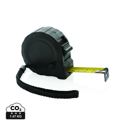 RCS gerecycled plastic rolmaat 5 meter 19 mm met stopknop bedrukken met logo DeBle