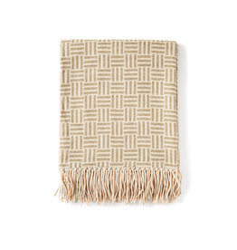 VINGA jacquard geweven deken 19454 met geometrisch patroon en geborduurd bedrijfslogo