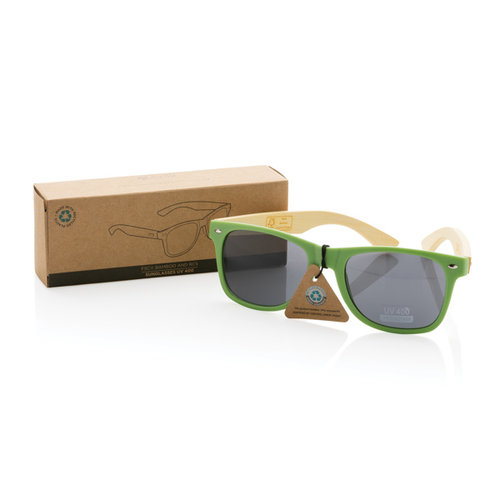 DeBle bamboe RCS zonnebril met logo gravering P453.97