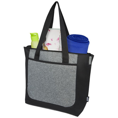 Reclaim GRS gerecyclede tweekleurige draagtas met rits 15 L
