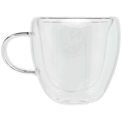 Manti 100 ml 2-delige dubbelwandige glazen kop met bamboe onderzetter