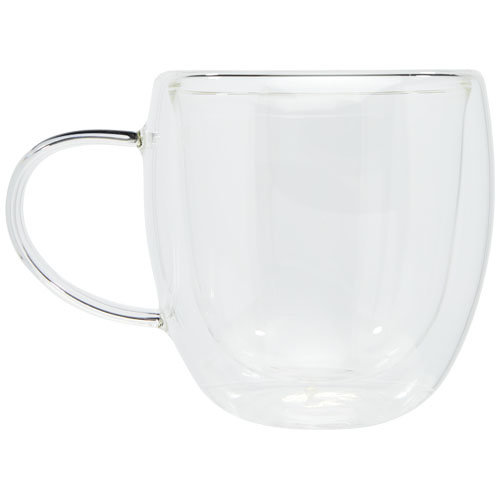 Manti 250 ml 2-delige dubbelwandige glazen kop met bamboe onderzetter