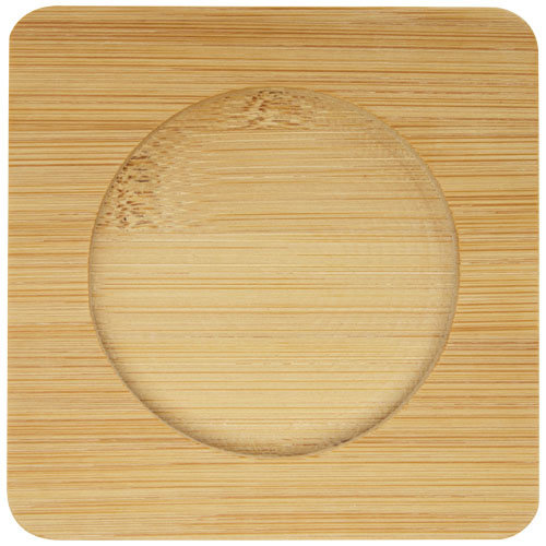 Manti 350 ml 2-delige dubbelwandige glazen kop met bamboe onderzetter