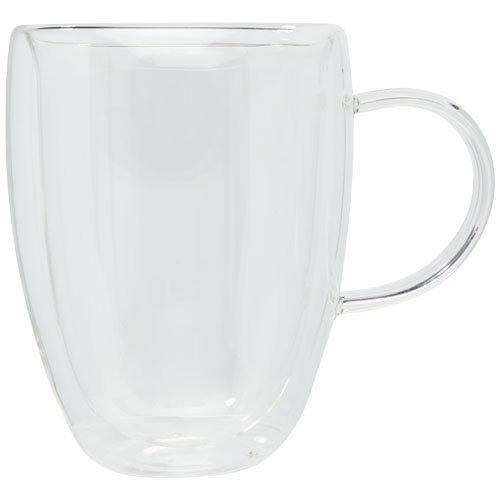 Manti 350 ml 2-delige dubbelwandige glazen kop met bamboe onderzetter