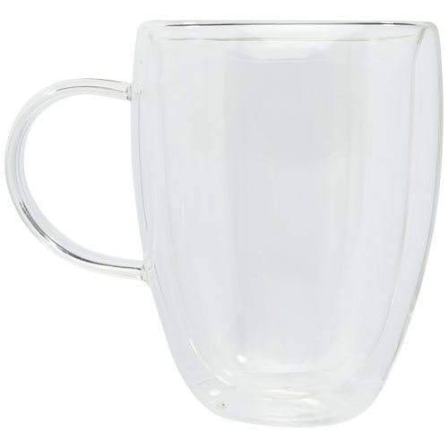 Manti 350 ml 2-delige dubbelwandige glazen kop met bamboe onderzetter