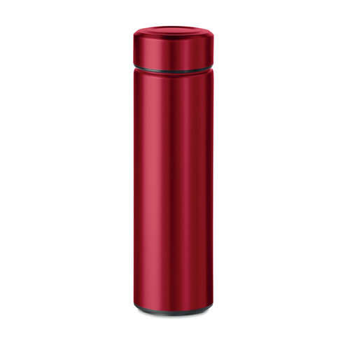 DeBle Patagonia dubbelwandige drinkfles 425 ml van RVS met logo, vacuüm geïsoleerde herbruikbare drinkfles met theezeef