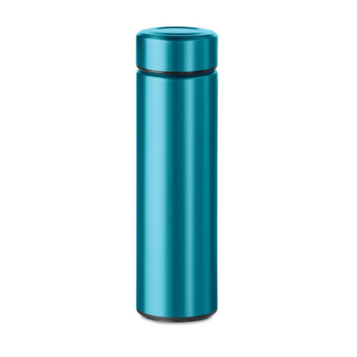 DeBle Patagonia dubbelwandige drinkfles 425 ml van RVS met logo, vacuüm geïsoleerde herbruikbare drinkfles met theezeef