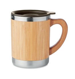 Thermobeker 300 ml bamboe Mokka met logo bedrukken DeBle