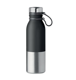 DeBle Iceland dubbelwandige drinkfles 600 ml van RVS met siliconen grip en logo, vacuüm geïsoleerde herbruikbare drinkfles