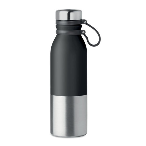 DeBle Iceland dubbelwandige drinkfles 600 ml van RVS met siliconen grip en logo, vacuüm geïsoleerde herbruikbare drinkfles