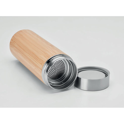 DeBle Batumi Dubbelwandige Thermosfles 400 ml met theecompartiment MO9421 bedrukken met logo