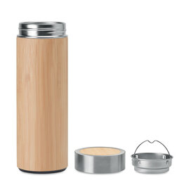 DeBle Batumi Dubbelwandige Thermosfles 400 ml met theecompartiment MO9421 bedrukken met logo