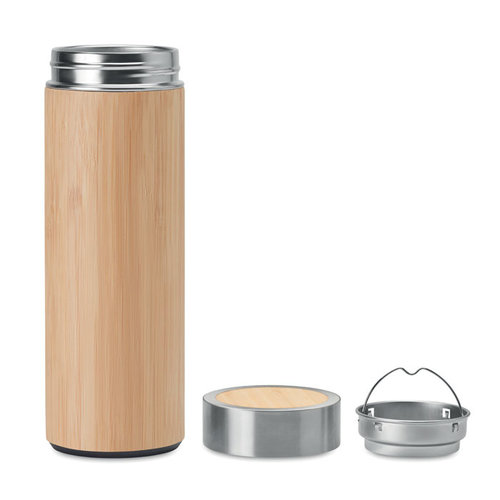 DeBle Batumi Dubbelwandige Thermosfles 400 ml met theecompartiment MO9421 bedrukken met logo