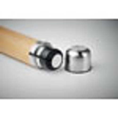 DeBle Chan bamboo dubbelwandige drinkfles 400 ml met bamboe behuizing bedrukt met logo
