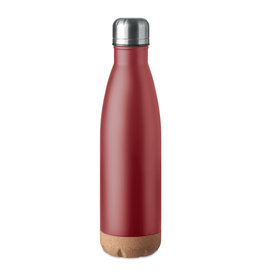 DeBle Aspen cork dubbelwandige thermosfles 500 ml van RVS met kurken detail en logo, vacuüm geïsoleerde herbruikbare drinkfles