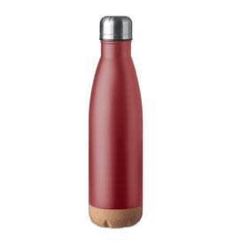 DeBle Aspen cork dubbelwandige thermosfles 500 ml van RVS met kurken detail en logo, vacuüm geïsoleerde herbruikbare drinkfles