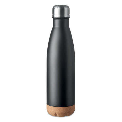DeBle Aspen cork dubbelwandige thermosfles 500 ml van RVS met kurken detail en logo, vacuüm geïsoleerde herbruikbare drinkfles